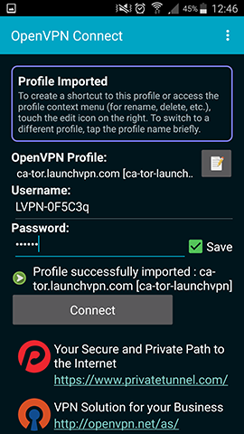 Android Guide enter credentials Android Guide enter credentials