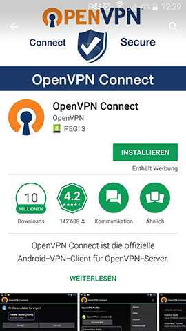 Android Guide download Open VPN Connect app